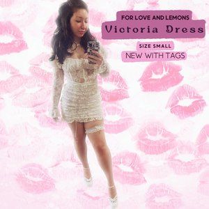 ✶For Love And Lemons Victoria Mini | White Lace Boned Waist & Puff Sleeves NWT✶